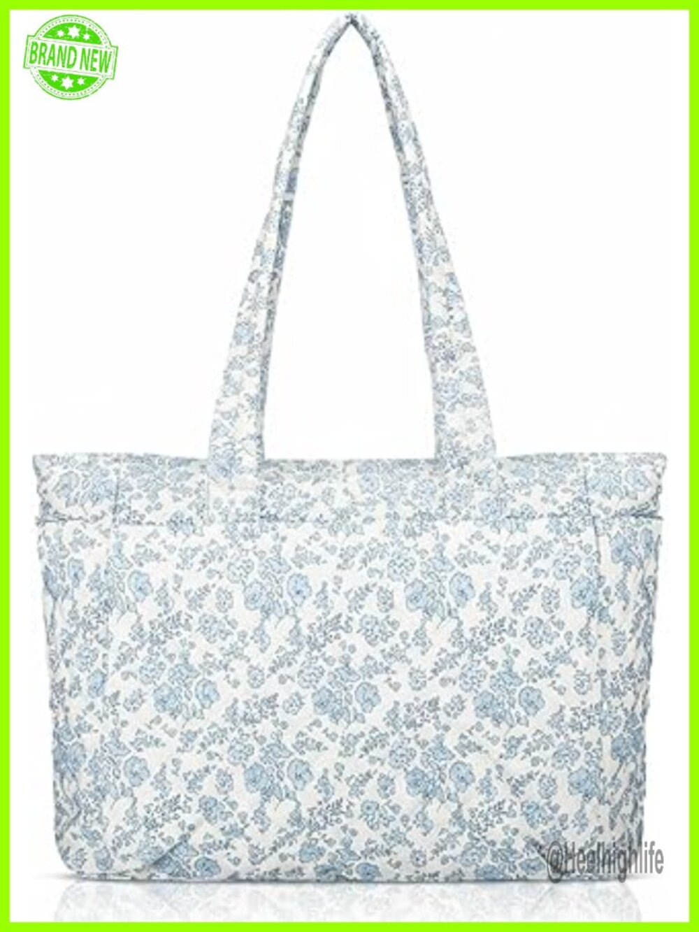 Lightweight Puffy Tote Bag with Zipper Quilted Shoulder Handbag for Travel Work